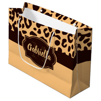 Grand Sac Cadeau Empreinte de léopard