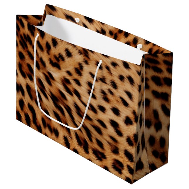 Grand Sac Cadeau Empreinte de léopard Brown de crème (Devant Angle)