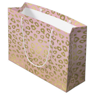 Grand Sac Cadeau Empreinte de léopard rose d'or d'Ombre