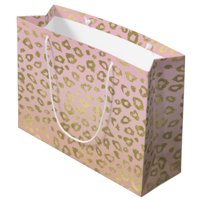 Grand Sac Cadeau Empreinte de léopard rose d'or d'Ombre (Dos Angle)