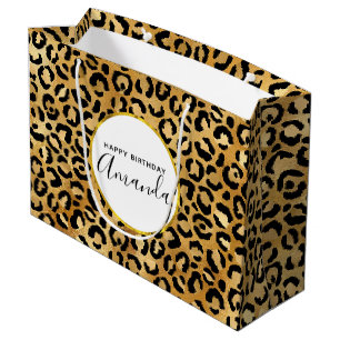 Grand Sac Cadeau Empreinte de léopard sauvage et exotique Motif ann