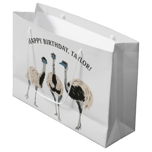 Grand Sac Cadeau Emus Bird Lovers Personnalisé