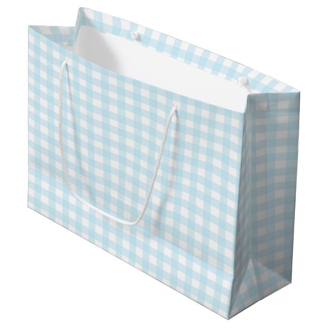 Grand Sac Cadeau En vichy bleu 1 (Devant Angle)