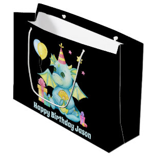 Grand Sac Cadeau Enfants cool unisex dragon ajouter le nom Joyeux a