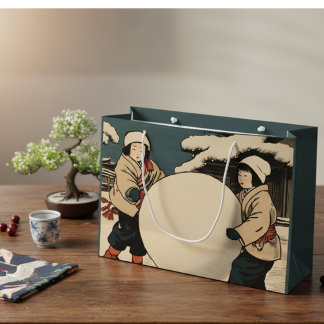 Grand Sac Cadeau Enfants japonais roulant de grandes boules de neig