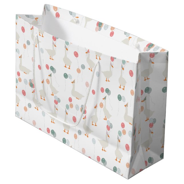 Grand Sac Cadeau Enfants une oie sotte mignonne fête d'anniversaire (Devant Angle)