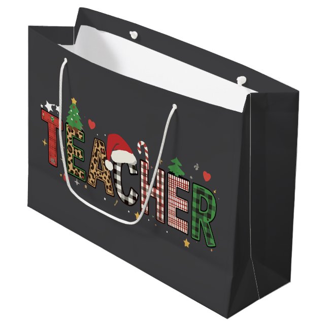 Grand Sac Cadeau Enseignant Alphabet de Noël Enseignants Cadeau Étu (Devant Angle)