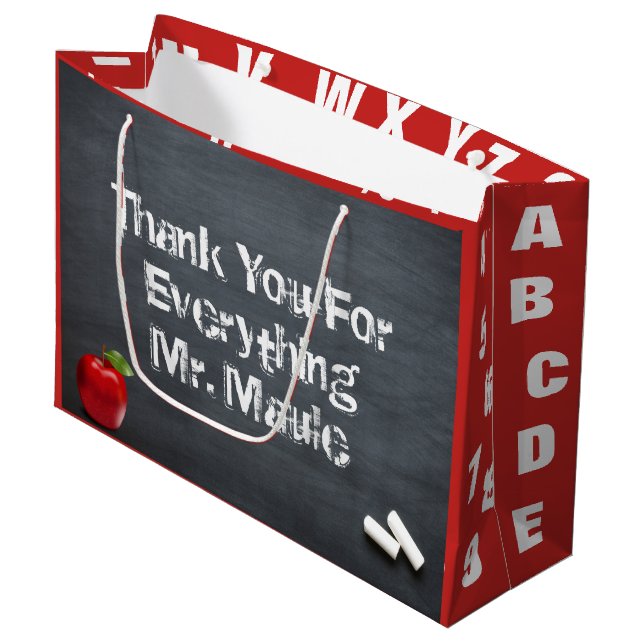 Grand Sac Cadeau Enseignant Merci (Devant Angle)