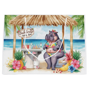 Grand Sac Cadeau Enseigne de Salon de Bikini Hippopotame pour Enter
