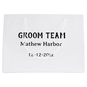 Grand Sac Cadeau Équipe du marié nom du garçon d'honneur date enter