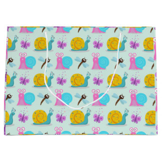 Grand Sac Cadeau Escargots, papillons et libellules