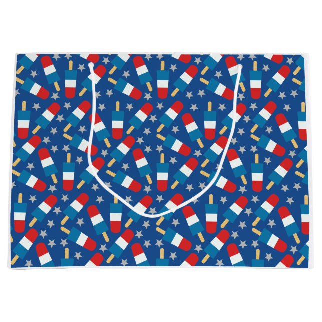 Grand Sac Cadeau Été 4 juillet Patriotique Popsicles (Devant)