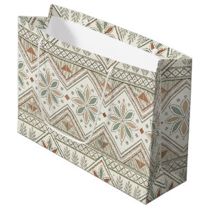 Grand Sac Cadeau Ethnique géométrique Tribal Tribal sans couture Mo