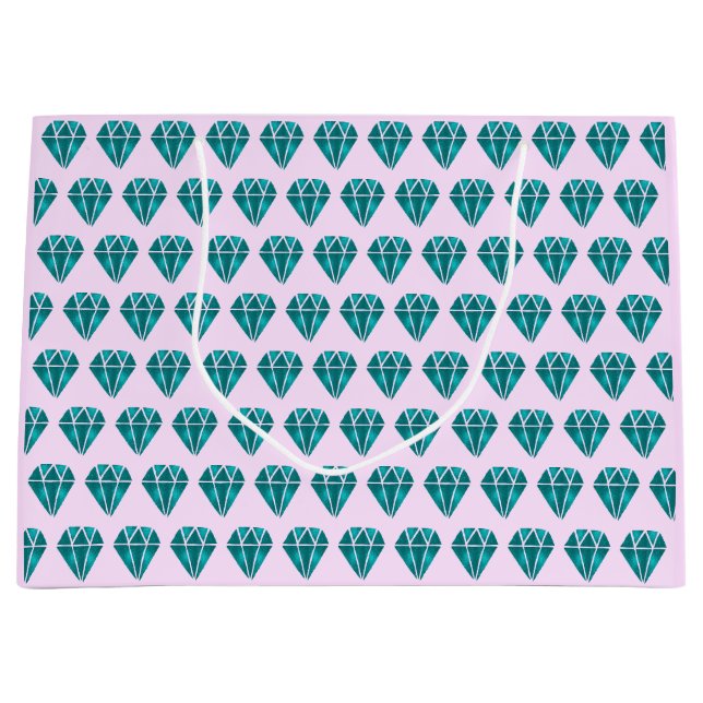 Grand Sac Cadeau Étincelle de diamant rose (Devant)