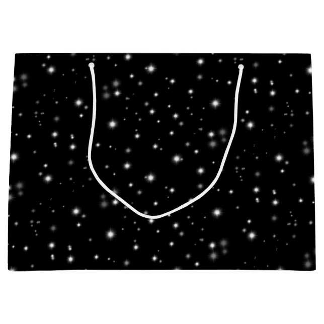 Grand Sac Cadeau Étincelles de lumière noir et blanc (Devant)