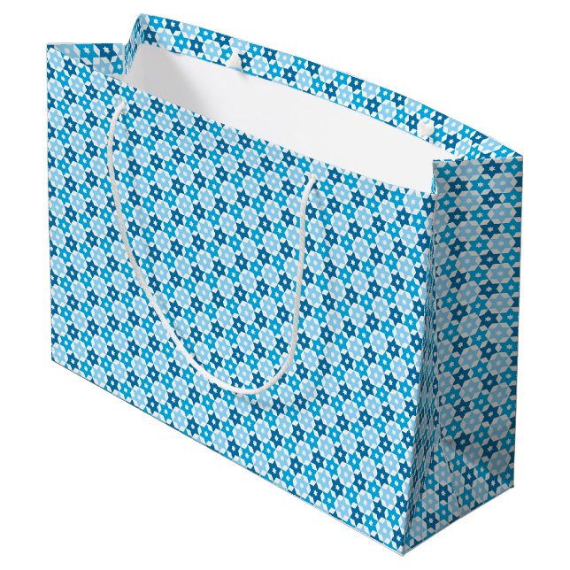 Grand Sac Cadeau Étoile de David bleue (Dos Angle)