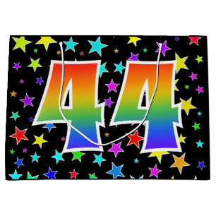 Grand Sac Cadeau Étoiles colorées + Motif arc-en-ciel "44" N° d'évé