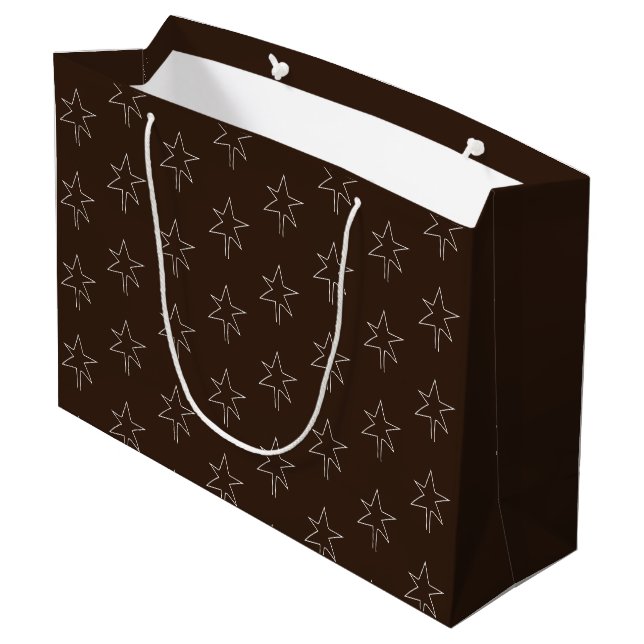 Grand Sac Cadeau Étoiles de Noël Chocolat noir (Dos Angle)