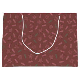Grand Sac Cadeau Étoiles roses antiques et Bruns d'arbre