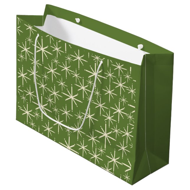 Grand Sac Cadeau Étoiles scintillantes rétro du milieu du siècle ve (Devant Angle)