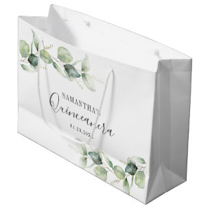 Grand Sac Cadeau Eucalyptus Quinceanera 15ème anniversaire de verdu