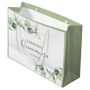 Grand Sac Cadeau Eucalyptus Quinceanera 15ème anniversaire de verdu