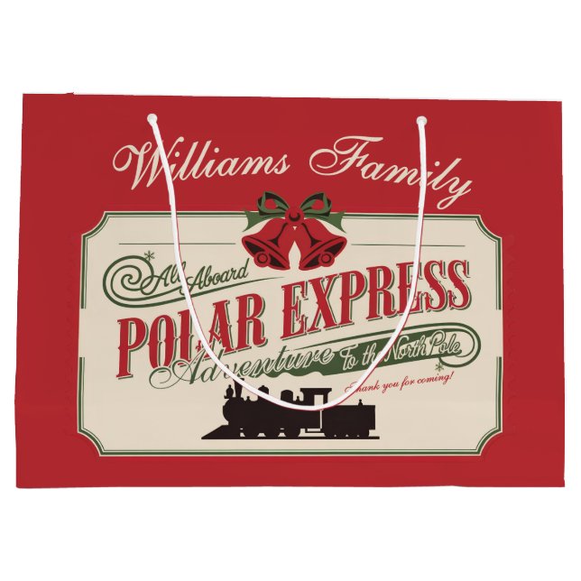 Grand Sac Cadeau Express Polaire Voyage Aventure Croire En Noël (Dos)