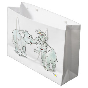 Grand Sac Cadeau famille elefant mignonne