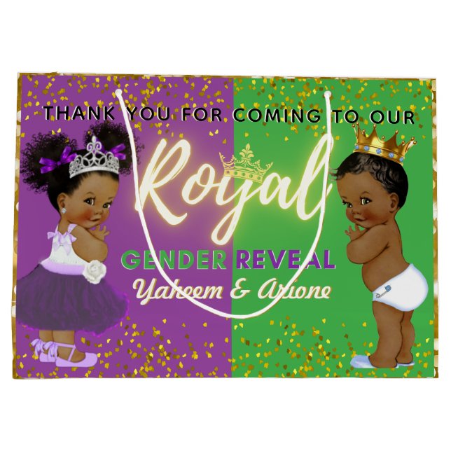 Grand Sac Cadeau Fancy Royal African Gender Reveve Purple & Green (Dos)