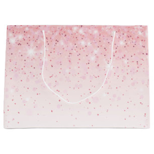 Grand Sac Cadeau Fard à joues pailleté rose scintillant