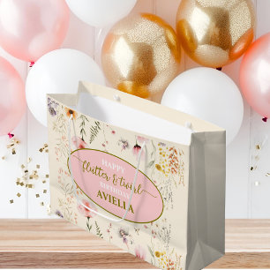 Grand Sac Cadeau Fée de fantaisie Fleur sauvage papillonne et tourn