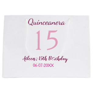 Grand Sac Cadeau Fée rose 15e anniversaire simple moder quinceanera