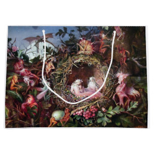 Grand Sac Cadeau Fées dans un nid d'oiseaux, John Anster Fitzgerald