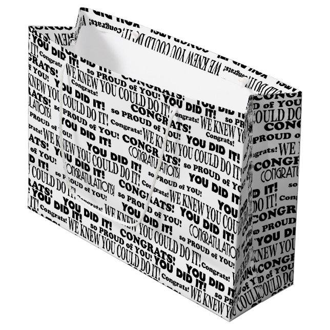Grand Sac Cadeau Félicitations à l'école pour les diplômes (Devant Angle)
