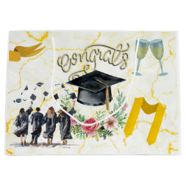 Grand Sac Cadeau Félicitations à l'obtention du diplôme casquette a