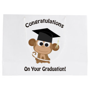 Grand Sac Cadeau félicitations à votre singe diplômé