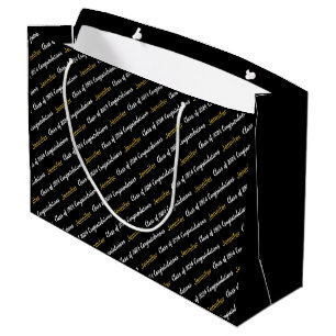 Grand Sac Cadeau Félicitations Black White Gold Classe de 2024