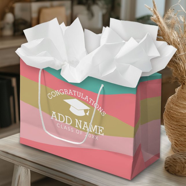 Grand Sac Cadeau Félicitations Diplômé Cap Moderne (Custom Gift Bag)
