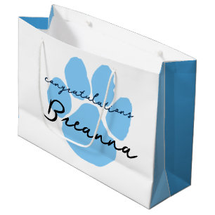 Grand Sac Cadeau Félicitations Élégantes Empreinte de Patte Bébé Bl