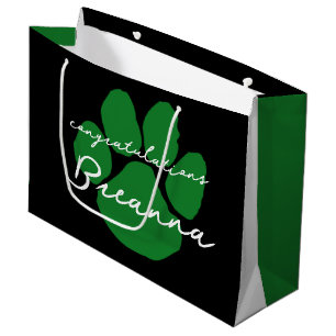 Grand Sac Cadeau Félicitations Élégantes Empreinte de Patte Noir &