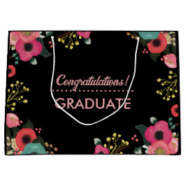 Grand Sac Cadeau Félicitations Grad. Floral moderne personnalisé