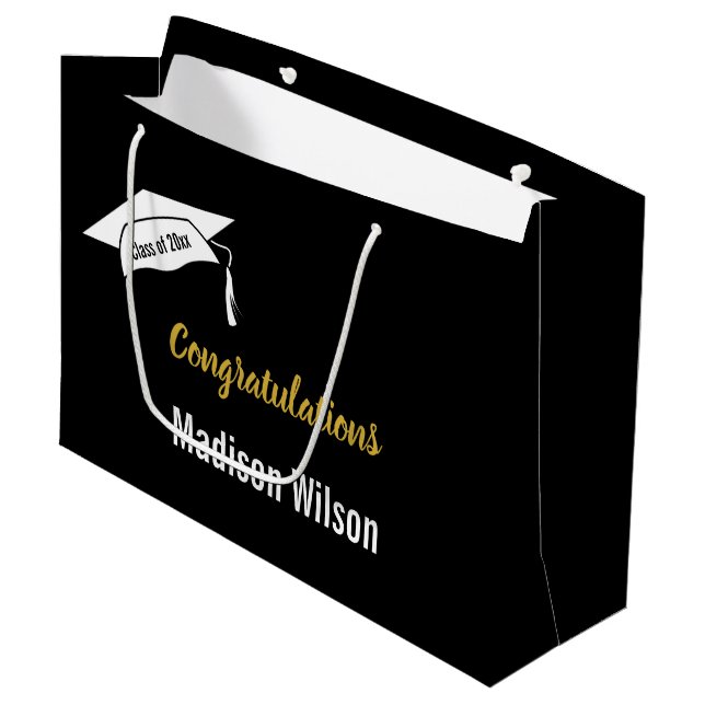 Grand Sac Cadeau Félicitations Graduate Name Class of 2026 (Devant Angle)