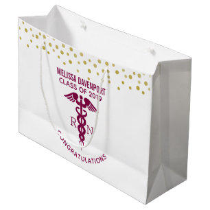 Grand Sac Cadeau Félicitations infirmière RN Diplômé Red Caduceus