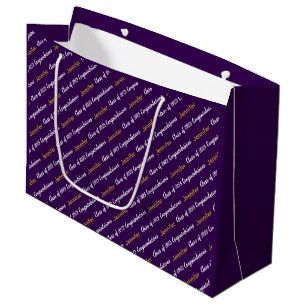 Grand Sac Cadeau Félicitations Purple White Gold Classe de 2025