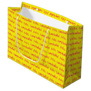 Grand Sac Cadeau Feliz Cumpleaños Espagne Bonne fête d'anniversaire