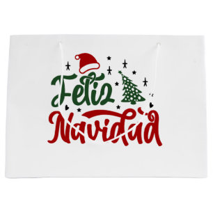 Grand Sac Cadeau Feliz Navidad