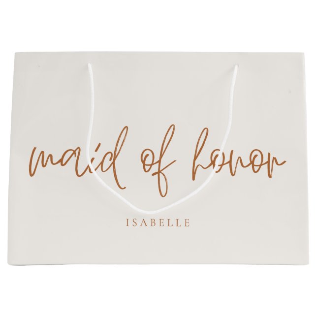 Grand Sac Cadeau Femme d'honneur Earthy Boho Script manuscrit (Devant)