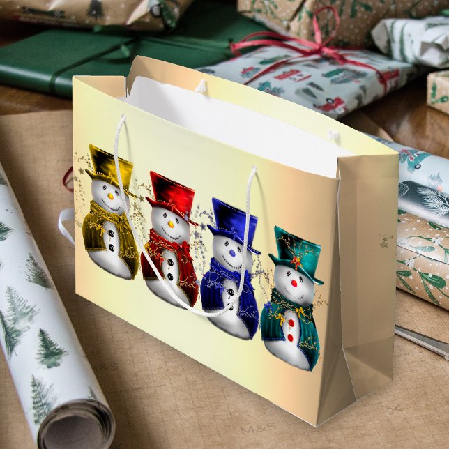 Grand Sac Cadeau Festif Frosty Friends Snowmen Noël (Créateur téléchargé)