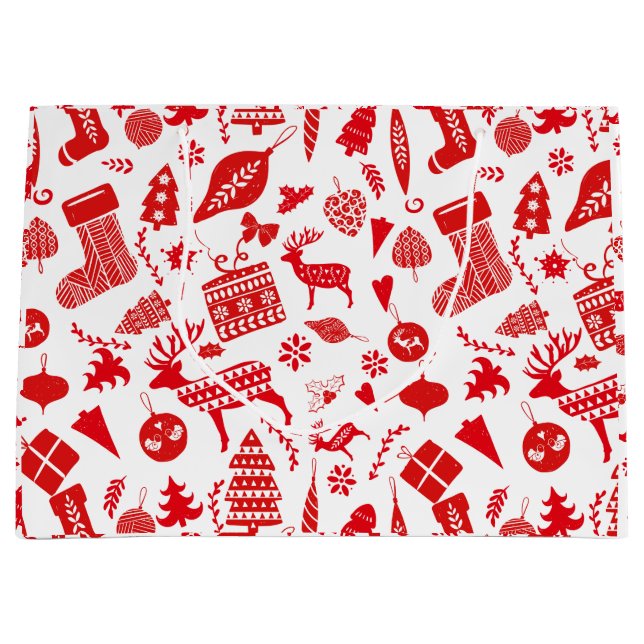 Grand Sac Cadeau Festival de Noël scandinave (Devant)