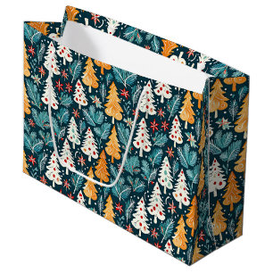 Grand Sac Cadeau Festive des arbres de Noël joyeux
